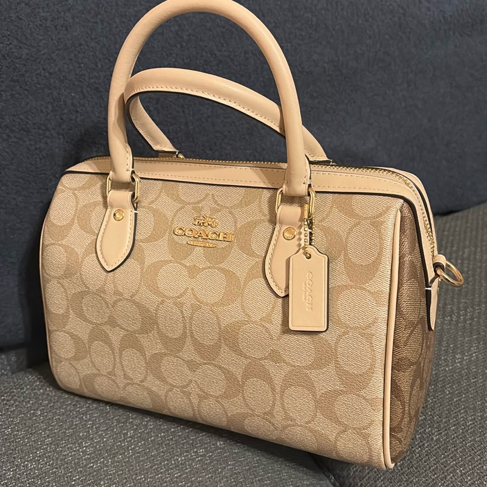 Coach Rowan Satchel in Light Khaki Multi Canvas